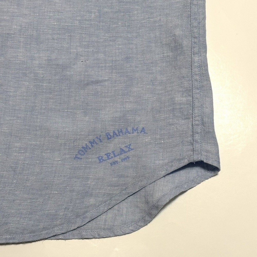 Tommy Bahama Shirt Mens XL Button Up Relax Linen Casual Blue Long Sleeve - Picture 9 of 11